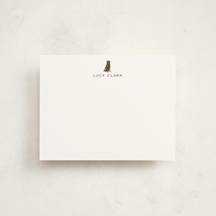 "Chocolate Labrador" - Personalized Stationery Cards in Bordeaux by Sarah Knight - Front