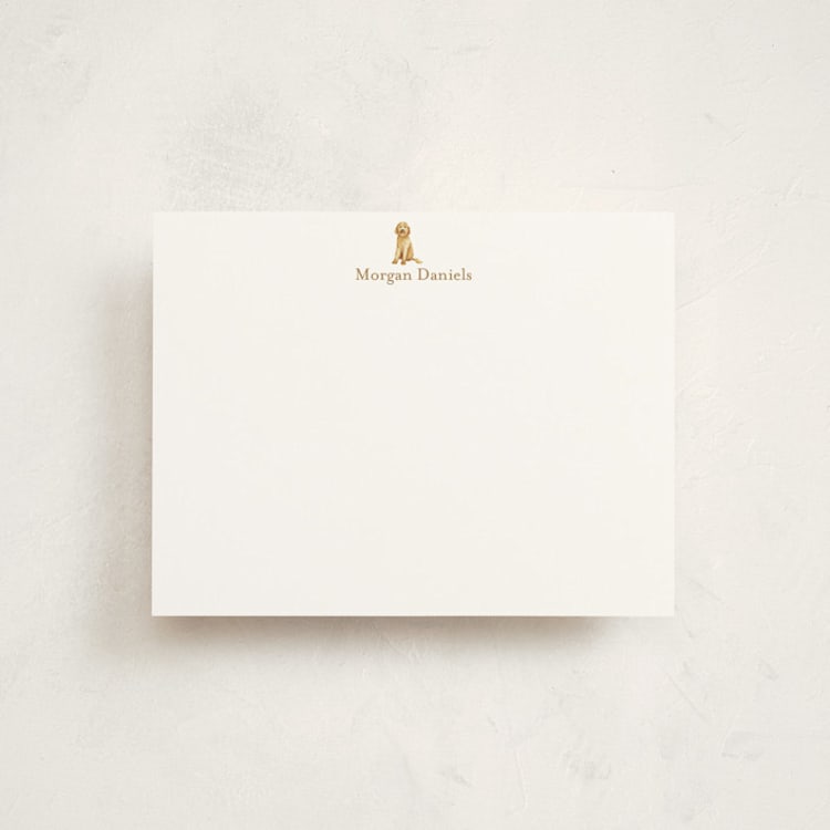 "Golden Doodle" - Personalized Stationery Cards in Biscuit by Sarah Knight - Front