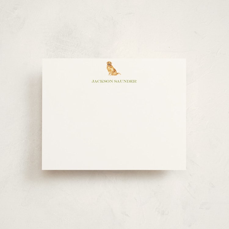 "Golden Retriever" - Personalized Stationery Cards in Clover by Sarah Knight - Front