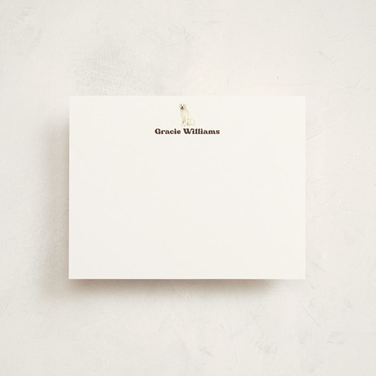 "Yellow Labrador" - Personalized Stationery Cards in Truffle by Sarah Knight - Front