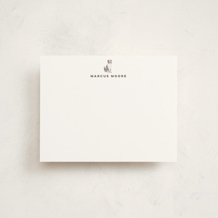 "Australian Shepherd" - Personalized Stationery Cards in Stone by Baumbirdy - Front