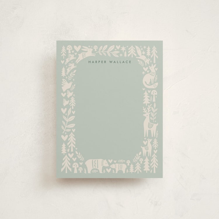 "fable" - Personalized Stationery Cards in Sage by Karidy Walker - Front