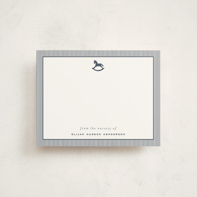 "Classic Horse" - Personalized Stationery Cards in Navy by Emily Betts - Front