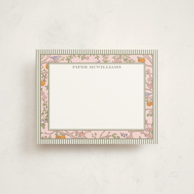 "Bird and Bough" - Personalized Stationery Cards in Petal by Jenna Holcomb - Front