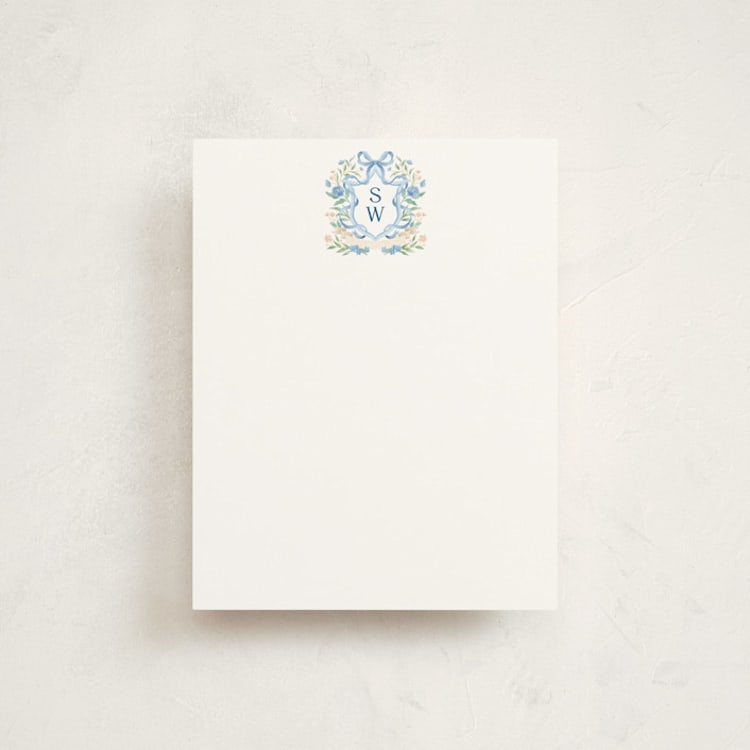 "Atlanta Crest" - Personalized Stationery Cards in Bluebell by Elly - Front