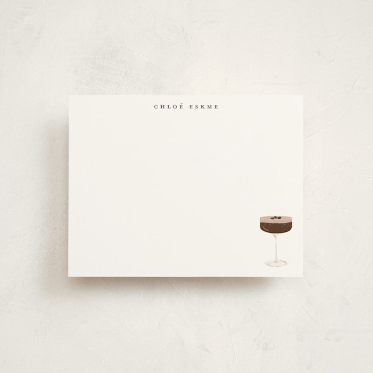 "Espresso Martini" - Personalized Stationery Cards in Chocolate by Baumbirdy - Front