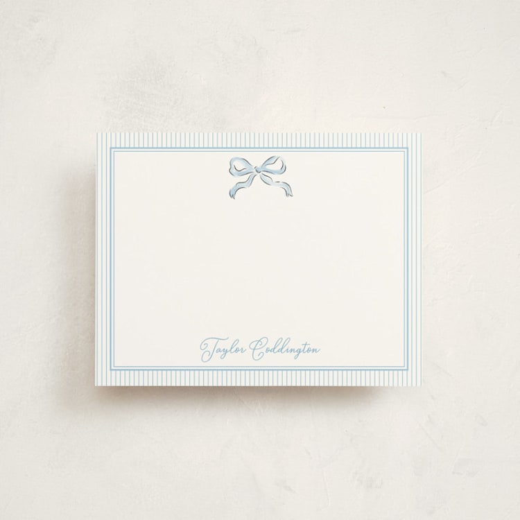 "Bow" - Personalized Stationery Cards in Sky by Helena Vitto - Front