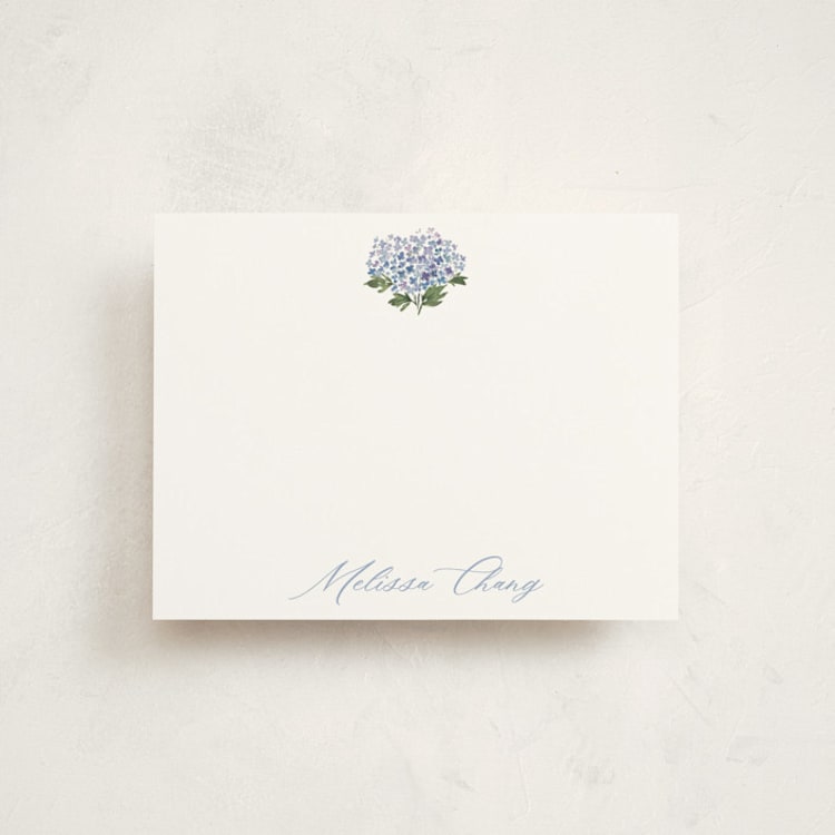"Hydrangea" - Personalized Stationery Cards in Hydrangea by Itsy Belle Studio - Front