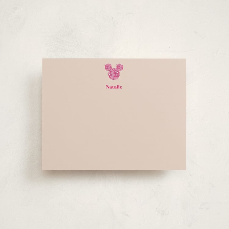 "Disney's Mickey Mouse Shimmer" - Personalized Stationery Cards in Blush by CDesignbychen - Front