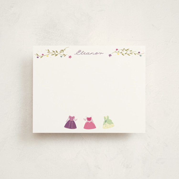 "Princess Party" - Personalized Stationery Cards in Silk by JeAnna Casper - Front