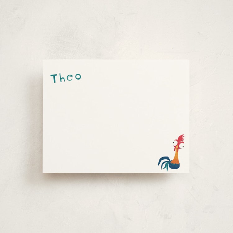 "Disney's Moana Hei Hei" - Personalized Stationery Cards in Cotton by Kristen Knechtel - Front