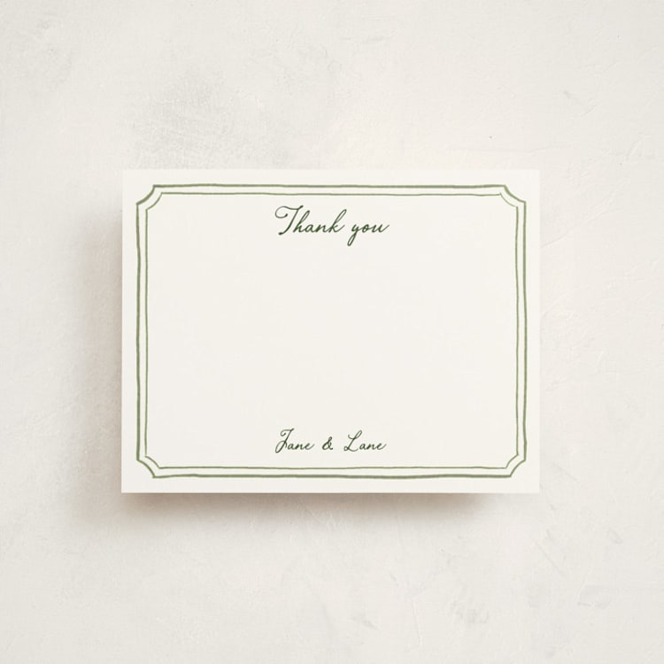 "Handwritten" - Personalized Stationery Cards in Moss by Cass Loh - Front