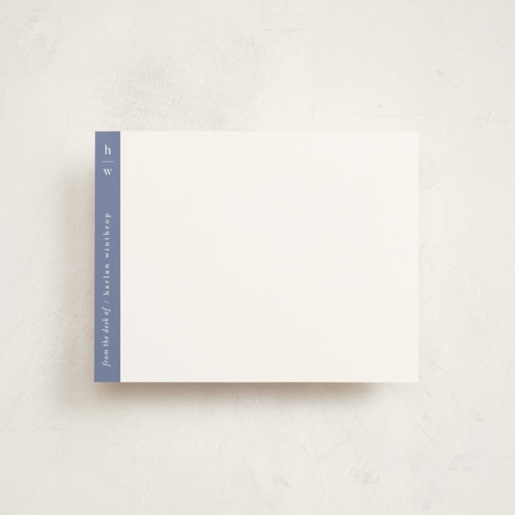 "Sidebar" - Personalized Stationery Cards in Blue Note by Alexandra Cohn - Front
