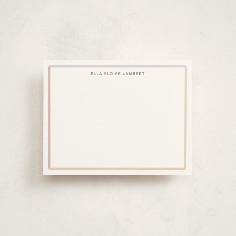 "Modern Colorful Border" - Personalized Stationery Cards in Pastel by Stephanie Heinrich Godbout - Front