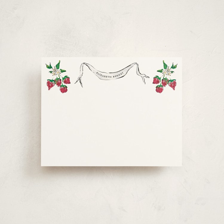 "Strawberry Queen" - Personalized Stationery Cards in Strawberry by Jill Delavan - Front