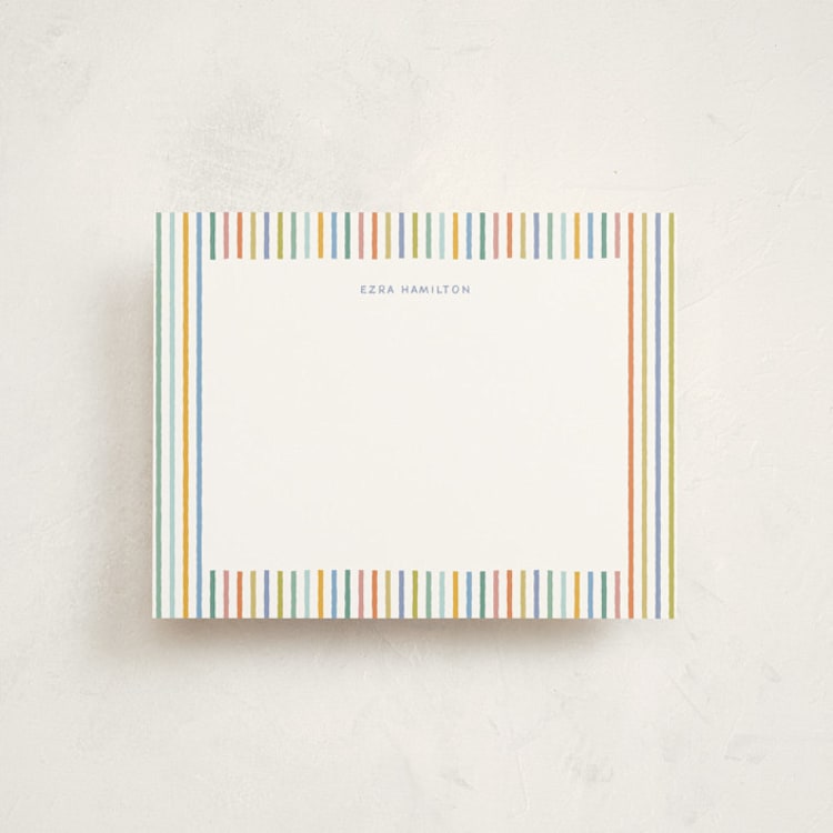 "Cheerful Stripes" - Personalized Stationery Cards in Pastel by taylorVdesign - Front