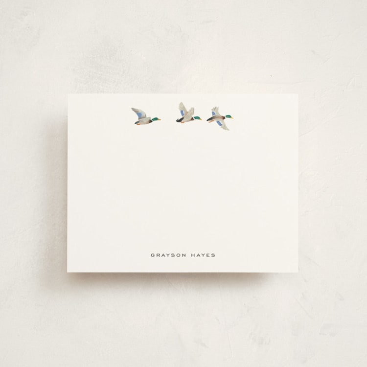 "Mallards" - Personalized Stationery Cards in Spruce by Townsend Majors - Front