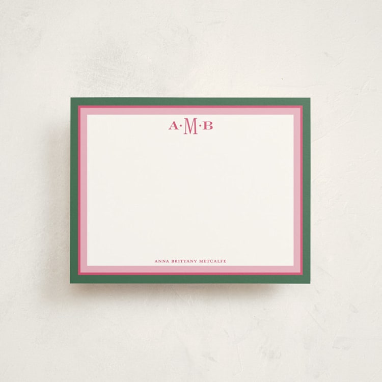 "Cardigan" - Personalized Stationery Cards in Amaranth by Jennifer Lew - Front
