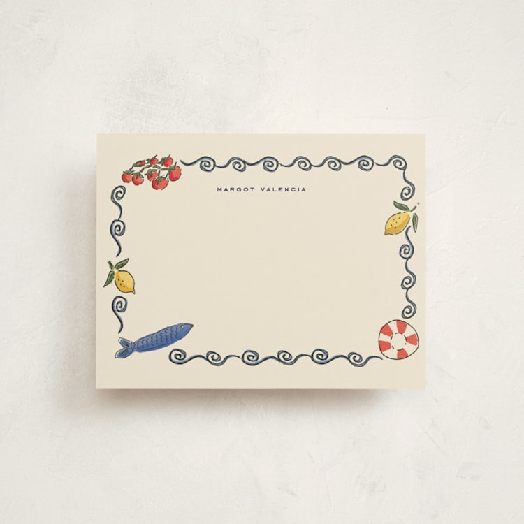 "Sardinia" - Personalized Stationery Cards in Sea by Sarah Rosenthal - Front