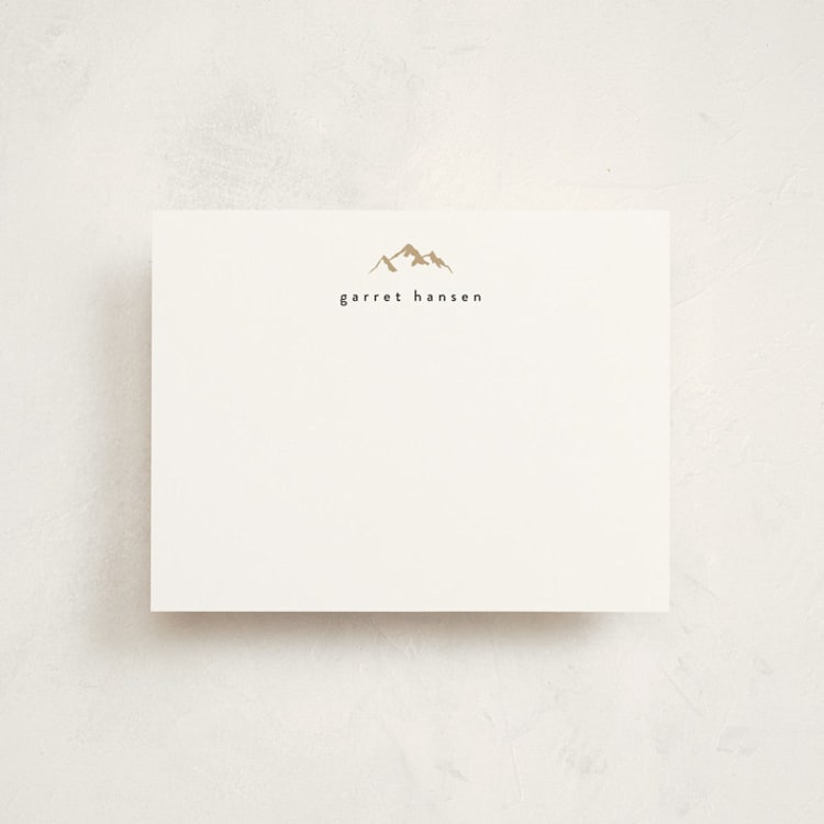 "Minimal Mountain" - Personalized Stationery Cards in Snow by Amy Payne - Front