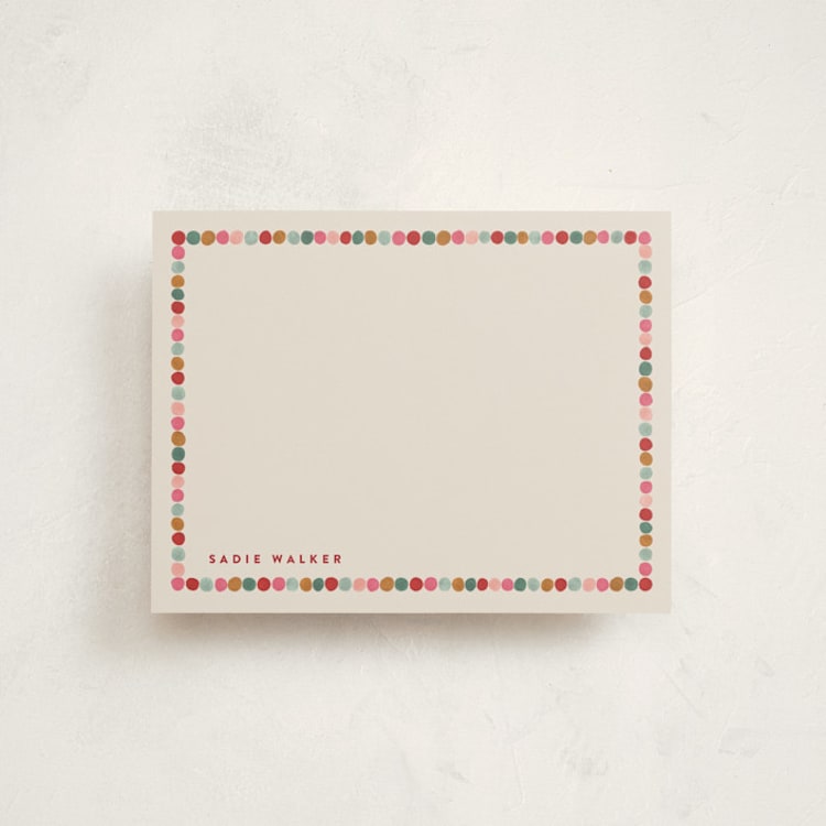 "Pom Poms" - Personalized Stationery Cards in Sugar Cookie by Joanna Griffin - Front