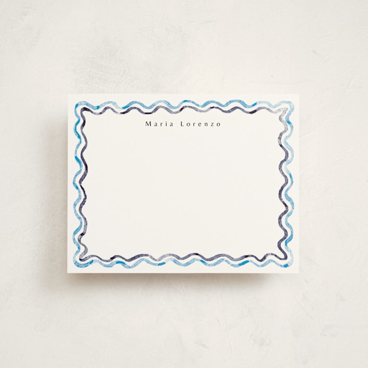 "watercolor wavy border" - Personalized Stationery Cards in Ocean by Cass Loh - Front