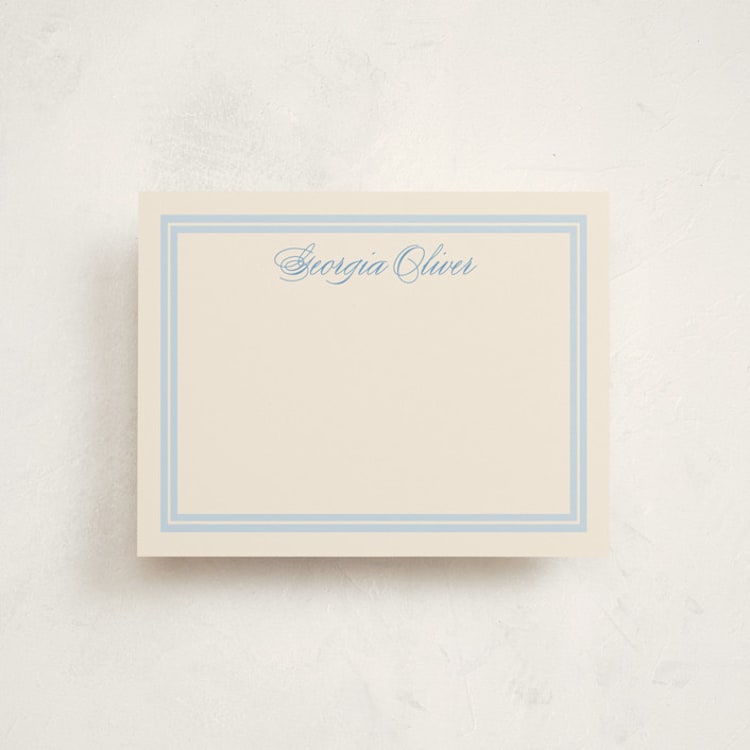 "Classic Start" - Personalized Stationery Cards in Powder Blue by Carolyn MacLaren - Front