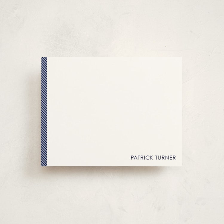 "Herringbone" - Personalized Stationery Cards in Navy by Seth Caskey - Front