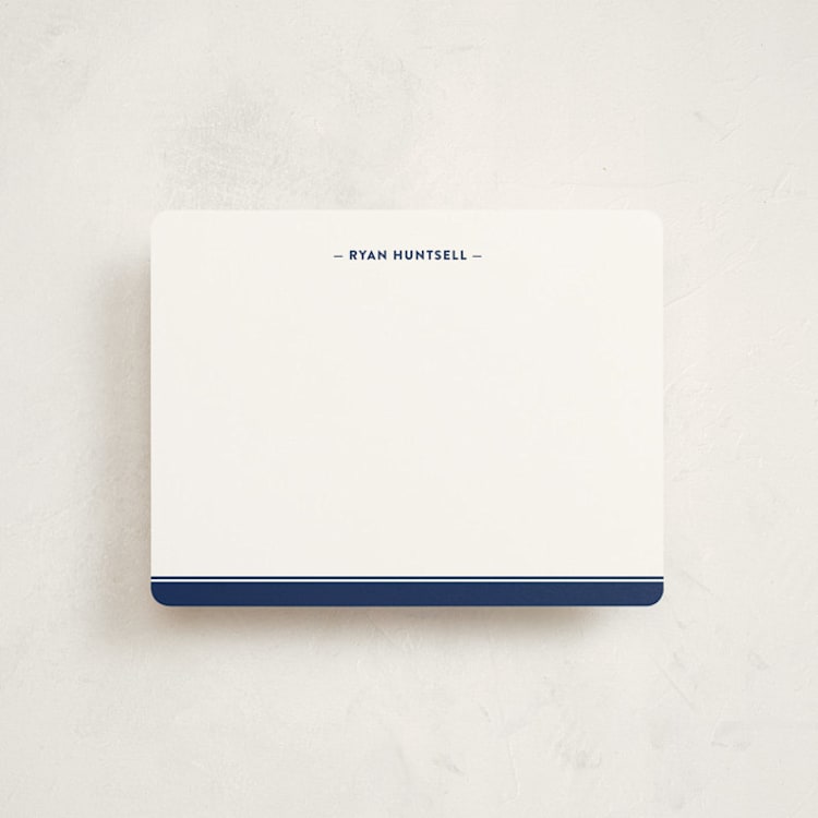 "Preppy Stripe" - Personalized Stationery Cards in Navy by Ann Gardner - Front