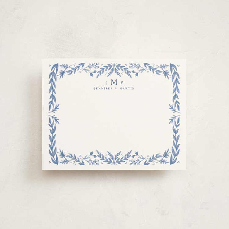 "Framed in Floral" - Personalized Stationery Cards in Delft by Heather Cairl - Front