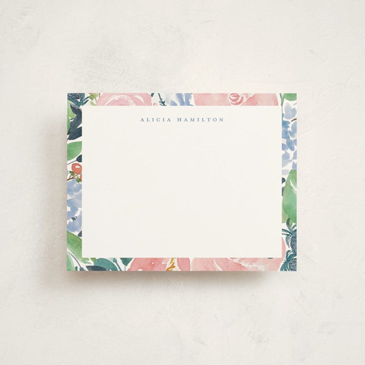 "In The Garden" - Personalized Stationery Cards in Rose by Elizabeth Bishop - Front