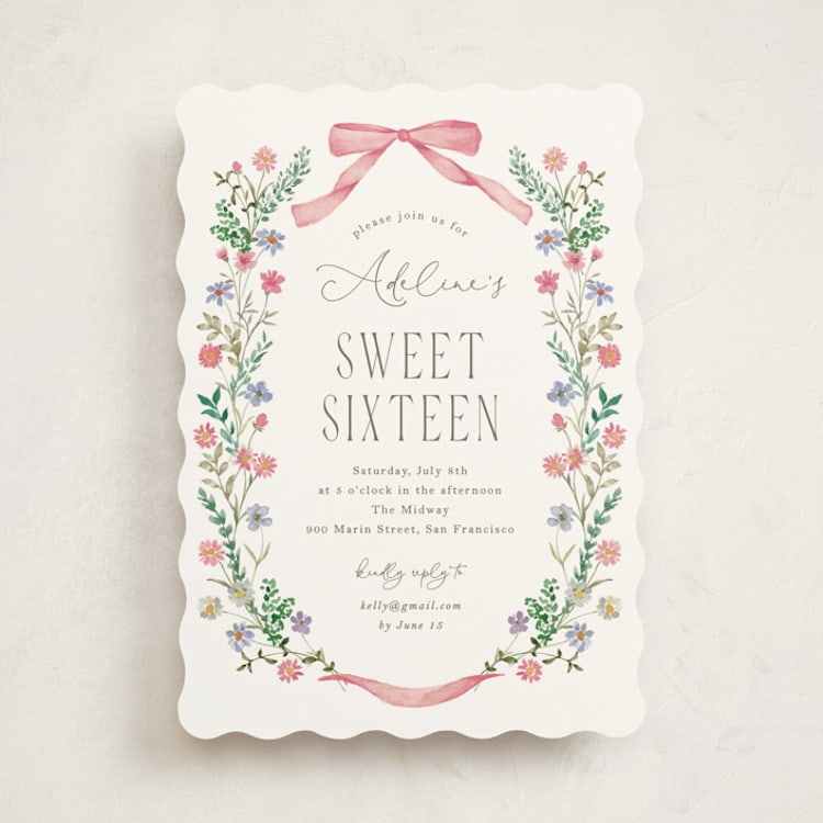 "Bow garden" - Sweet Sixteen Party Invitations in Coral by Yaling Hou Suzuki - Front