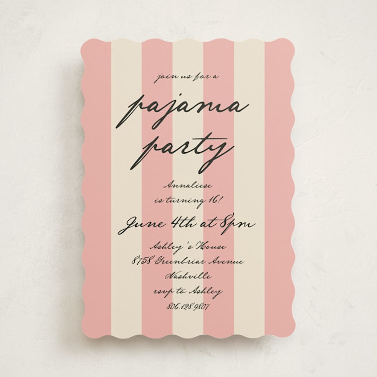 "pajama party" - Sweet Sixteen Party Invitations in Bubblegum by Kamala Nahas - Front