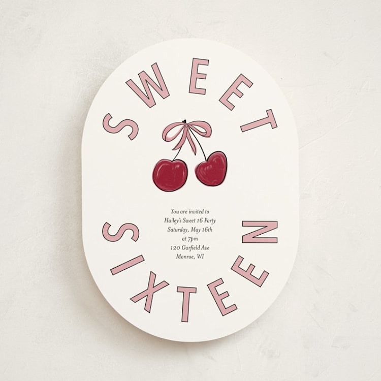 "Cherry Sundae" - Sweet Sixteen Party Invitations in Meringue by Inkblot Design - Front