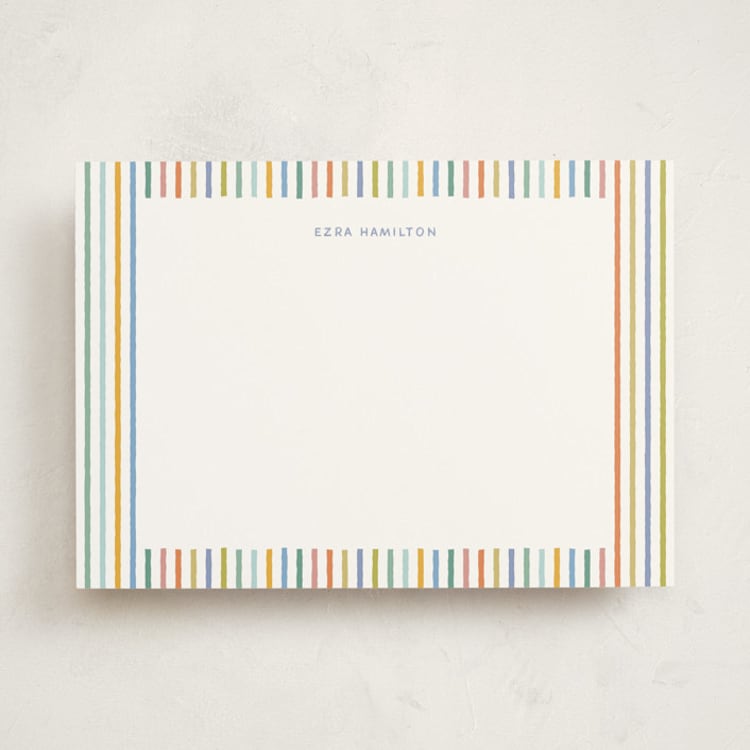 "Cheerful Stripes" - Personalized Stationery Cards in Pastel by taylorVdesign - Front