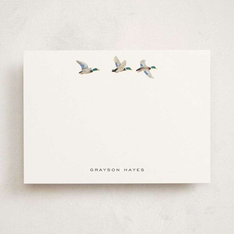 "Mallards" - Personalized Stationery Cards in Spruce by Townsend Majors - Front