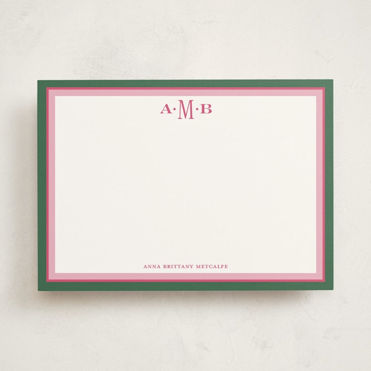 "Cardigan" - Personalized Stationery Cards in Amaranth by Jennifer Lew - Front