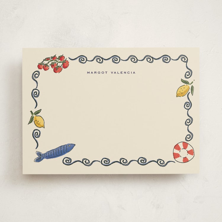 "Sardinia" - Personalized Stationery Cards in Sea by Sarah Rosenthal - Front