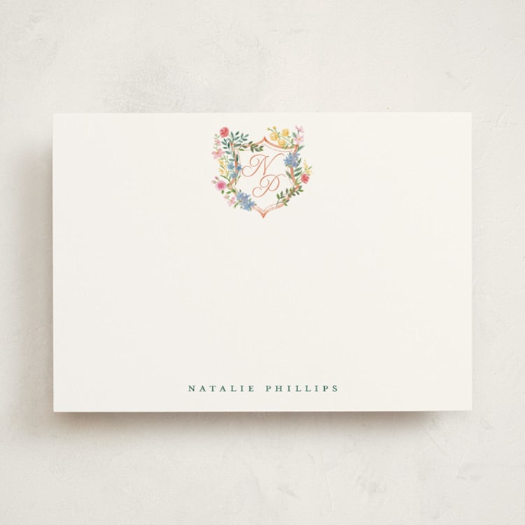"Montecito Crest" - Personalized Stationery Cards in Petal by Petra Kern - Front
