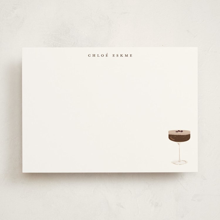 "Espresso Martini" - Personalized Stationery Cards in Chocolate by Baumbirdy - Front
