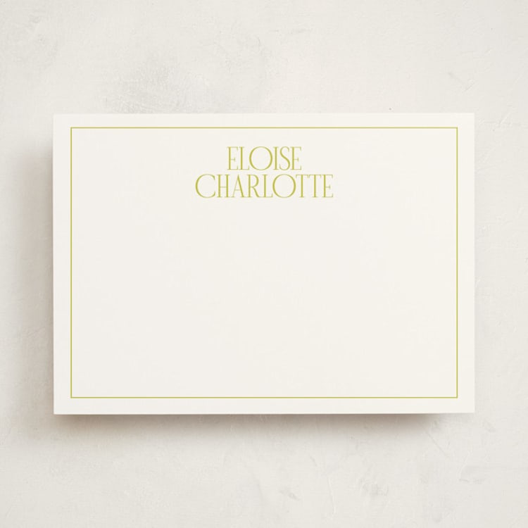 "elegant serif" - Personalized Stationery Cards in Lime by Ellen Schlegelmilch - Front