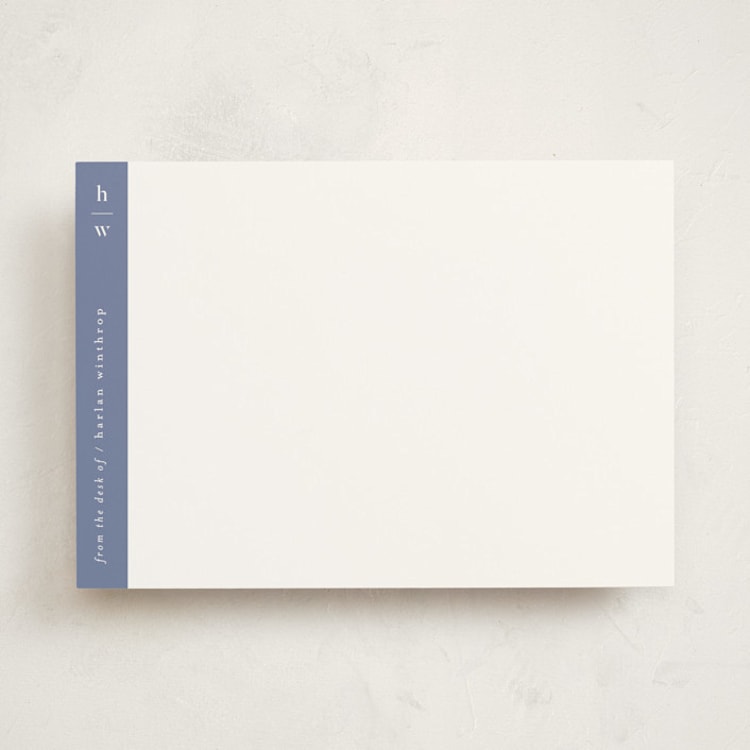 "Sidebar" - Personalized Stationery Cards in Blue Note by Alexandra Cohn - Front