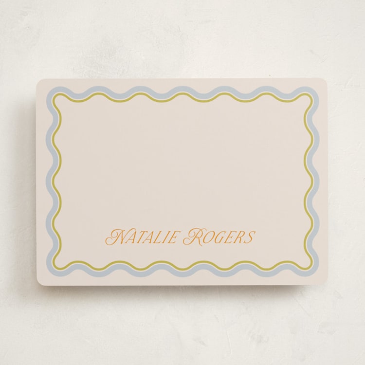 "Squiggled" - Personalized Stationery Cards in Lemongrass by Everett Paper Goods - Front