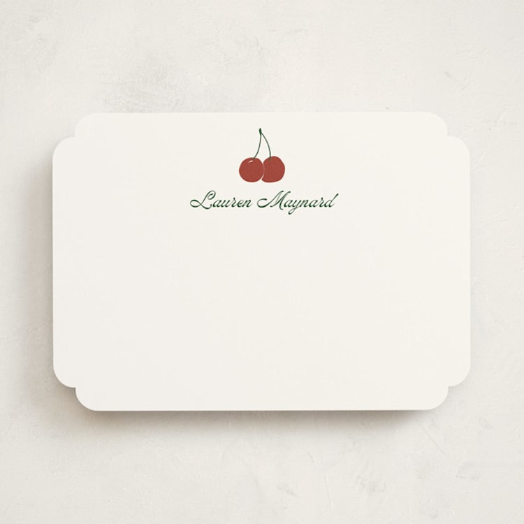 "Cheery Cherry" - Personalized Stationery Cards in Cherry by Inkblot Design - Front