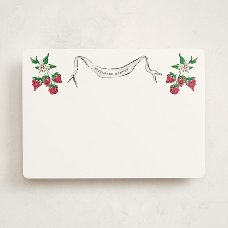 "Strawberry Queen" - Personalized Stationery Cards in Strawberry by Jill Delavan - Front
