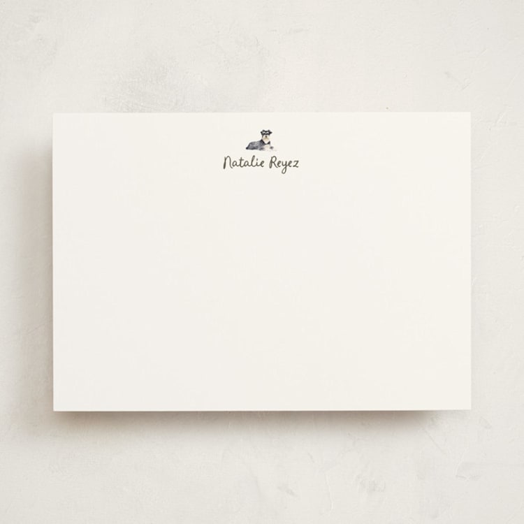 "Schnauzer" - Personalized Stationery Cards in Stone by Sarah Knight - Front