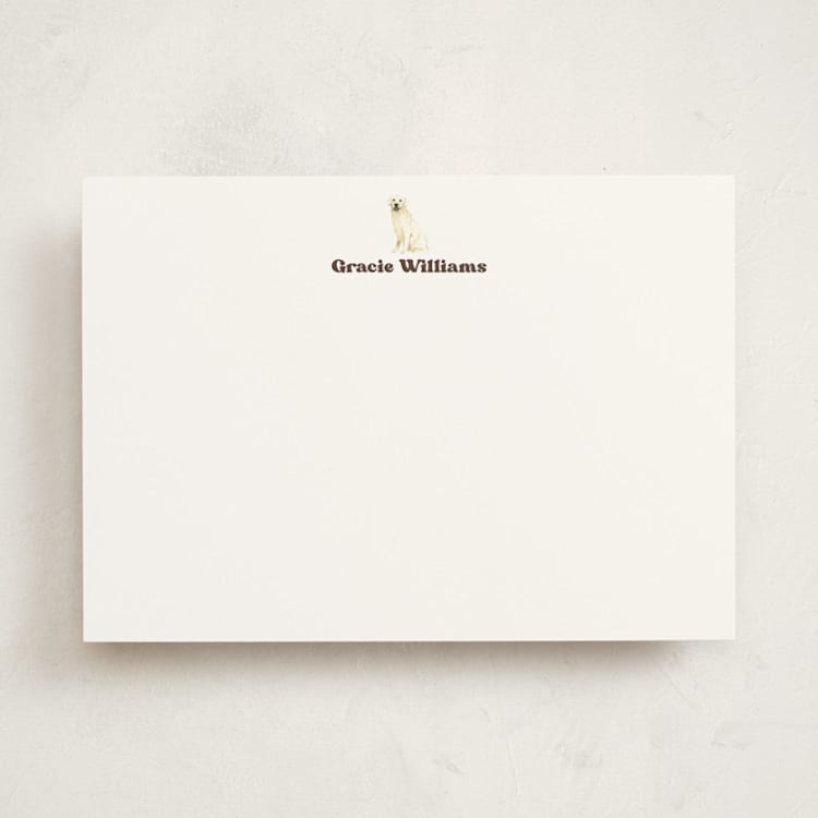 "Yellow Labrador" - Personalized Stationery Cards in Truffle by Sarah Knight - Front