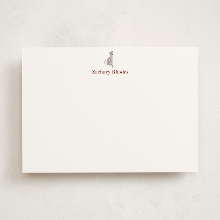 "Greyhound" - Personalized Stationery Cards in Bordeaux by Baumbirdy - Front