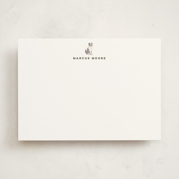 "Australian Shepherd" - Personalized Stationery Cards in Stone by Baumbirdy - Front