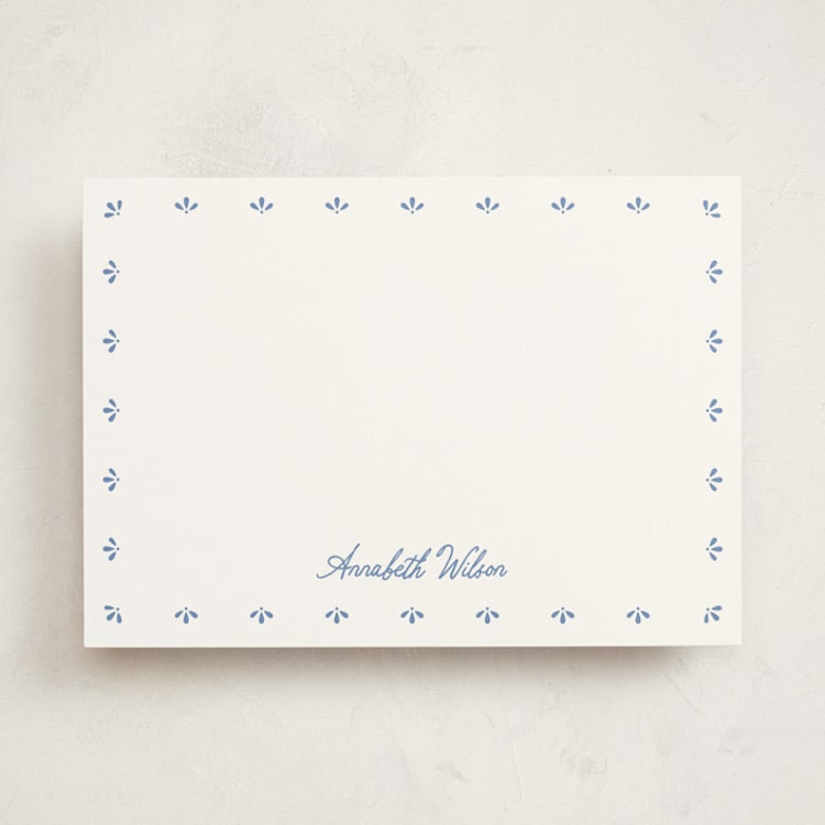 "Somerset Eyelet" - Personalized Stationery Cards in Powder Blue by Erin L. Wilson - Front